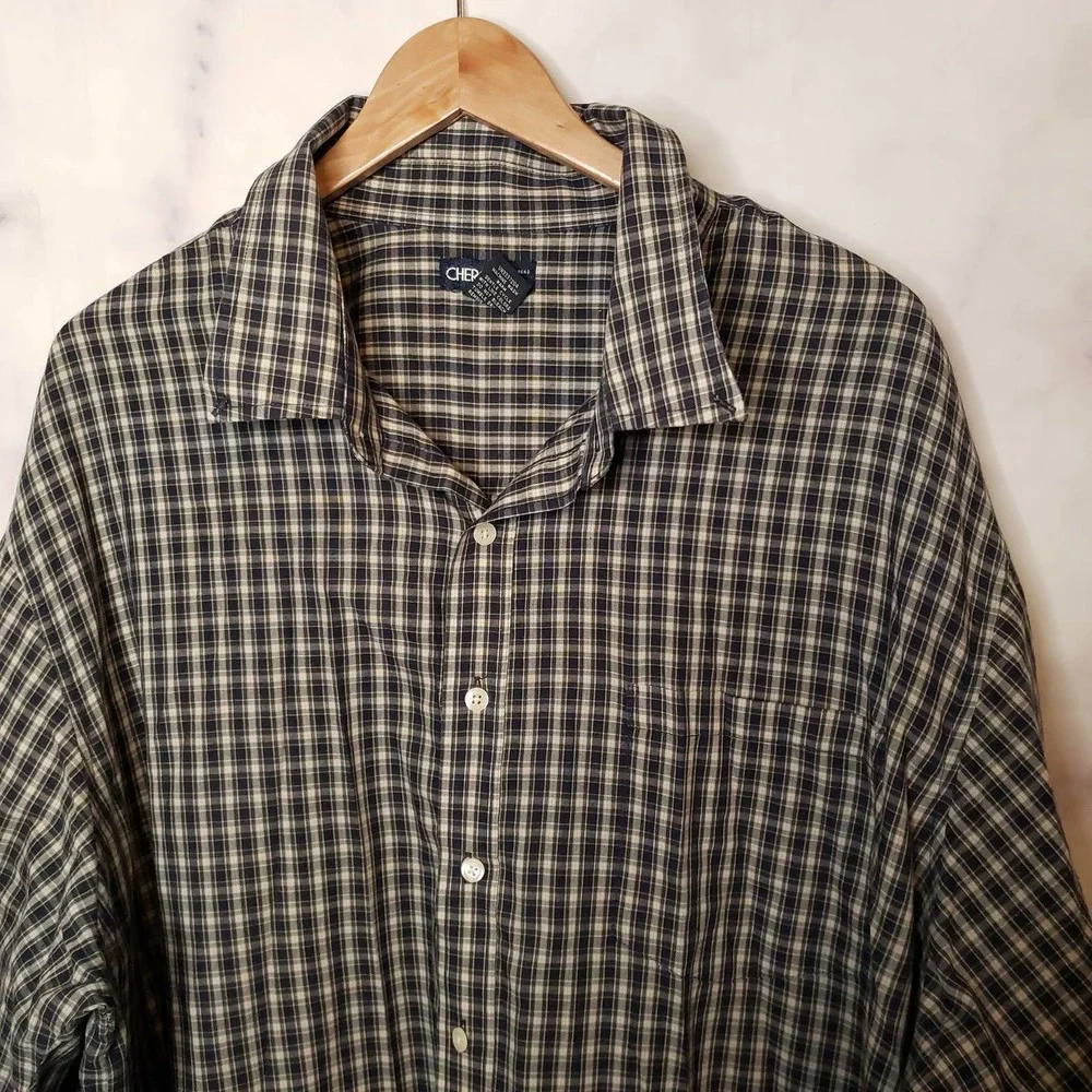 CHEROKEE plaid men's button down long sleeve shirt XXL - Picture 4 of 7